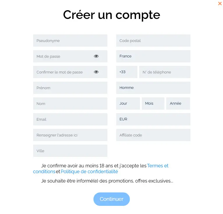 Processus d'inscription 77Jackpot Casino